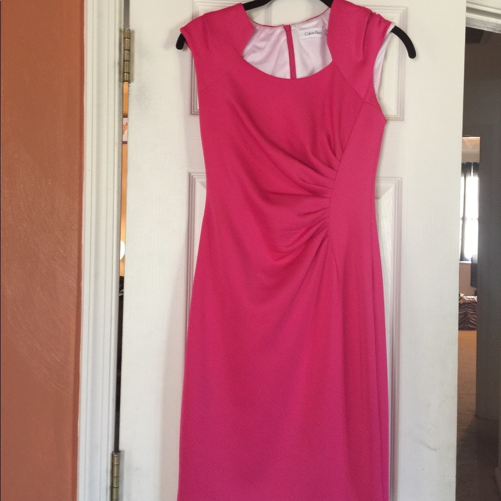 Calvin Klein Pleated Shoulder Dress